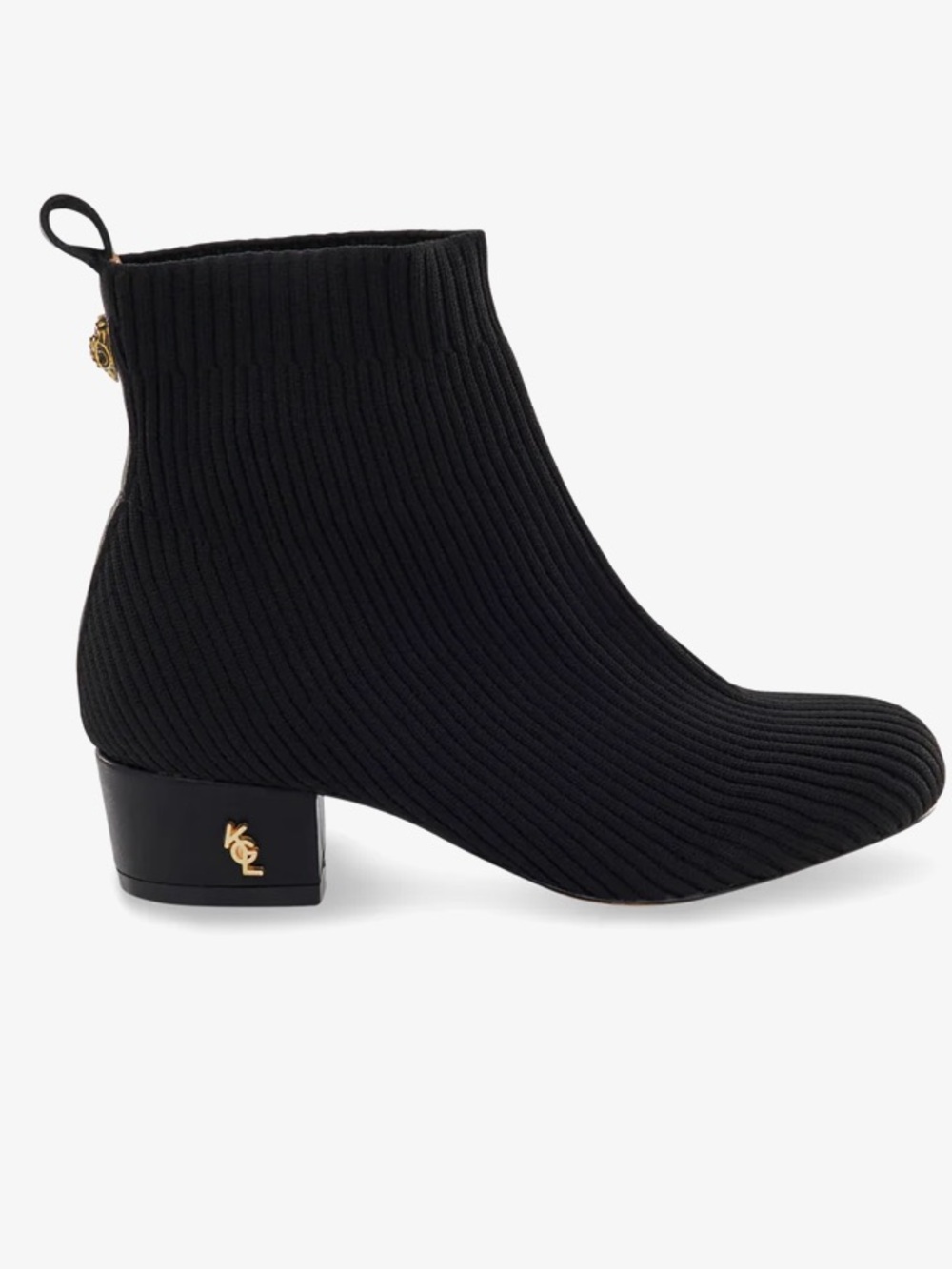 Kurt Geiger Mini Elmer Black Ribbed Knit Ankle Boots Sock Booties